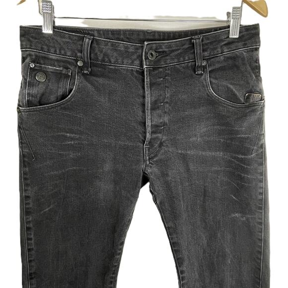 G-Star Raw Arc Zip Jeans Men’s 32x34 Black Slim Tapered‎ Distressed Denim - Picture 5 of 15